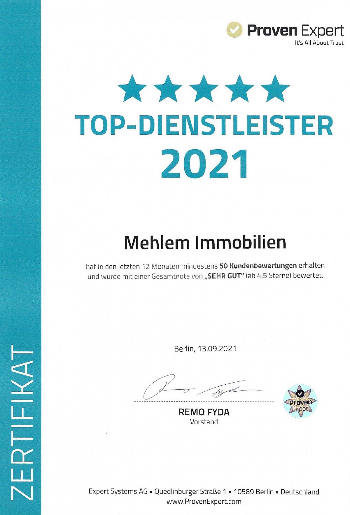 Foto Ausgezeichnete Qualit�t und Vertrauen in der Immobilienvermittlung