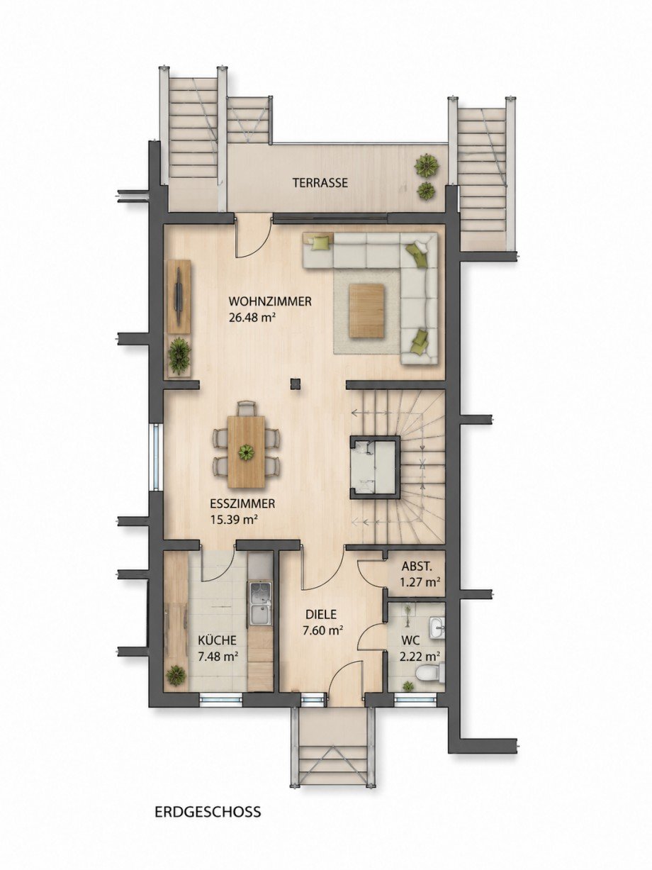 Grundriss EG Reihenmittelhaus Neustadt