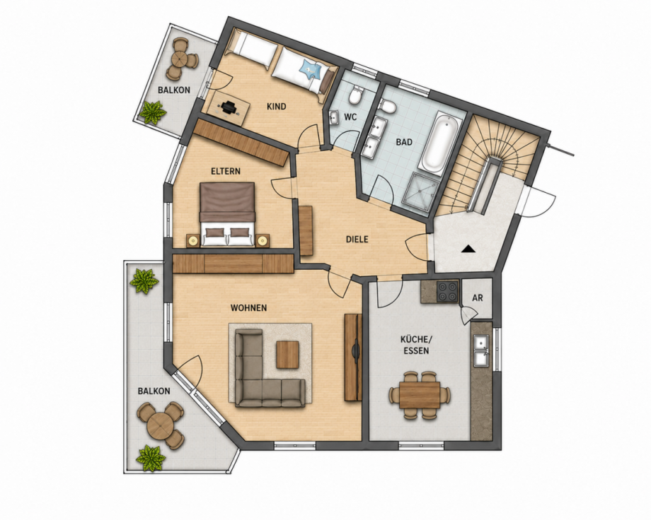 Grundriss 1.OG Gleisweiler Etagenwohnung Gleisweiler
