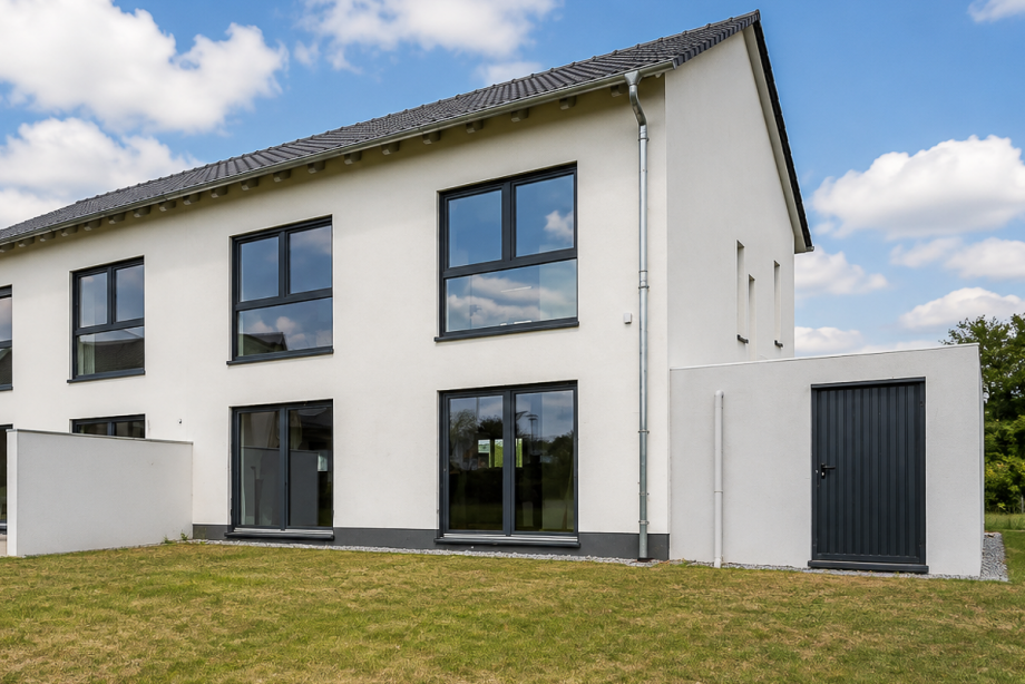 R�ckansicht(noch ohne Terrasse) Doppelhaush�lfte B�hl-Iggelheim