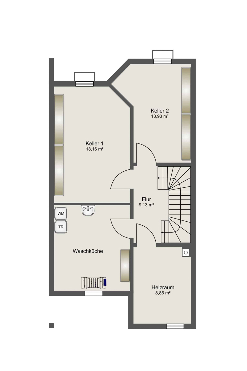 Grundriss Kellergeschoss Reihenmittelhaus Bad Bergzabern